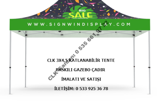 CLK 3x4 Baskılı Gazebo Katlanabilir Tente Çadır İmalatı Satışı - Görsel 8