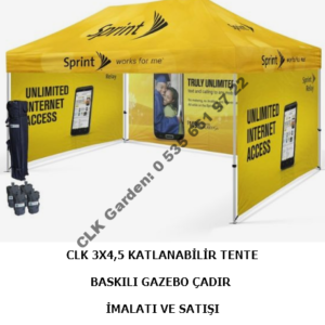CLK 3x4 Baskılı Gazebo Katlanabilir Tente Çadır İmalatı Satışı