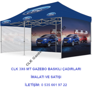 CLK Logo Baskılı 3x6 Metre Tanıtım Gazebo Tente Katlanır Çadırı İmalatı Satışı