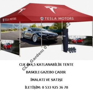CLK Logo Baskılı 3x4 Metre Tanıtım Gazebo Tente Katlanır Çadırı İmalatı Satışı