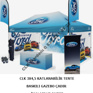 CLK 3x4 Katlanabilir Gazebo Portatif Logo Baskılı Tente Tanıtım Çadırı